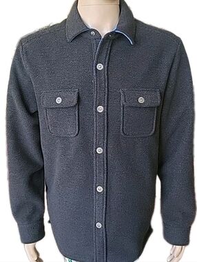 Tommy Bahama Shacket Mens Medium Gray Fleece Lined Thermal Outdoor Shirt Jacket